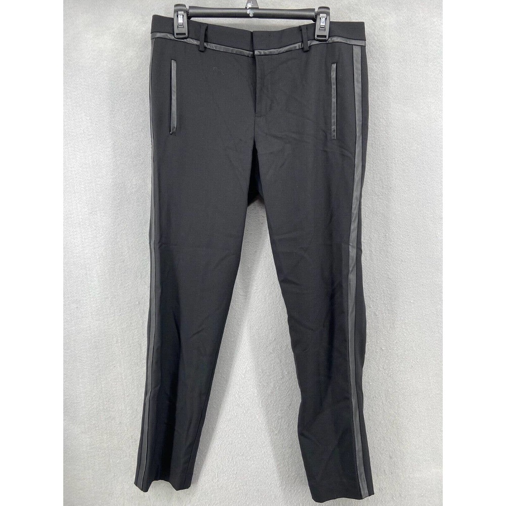 Vince Pants Womens Sz 8 Wool Tuxedo Stripe Slim Straight‎ Skinny Bottoms Trouser